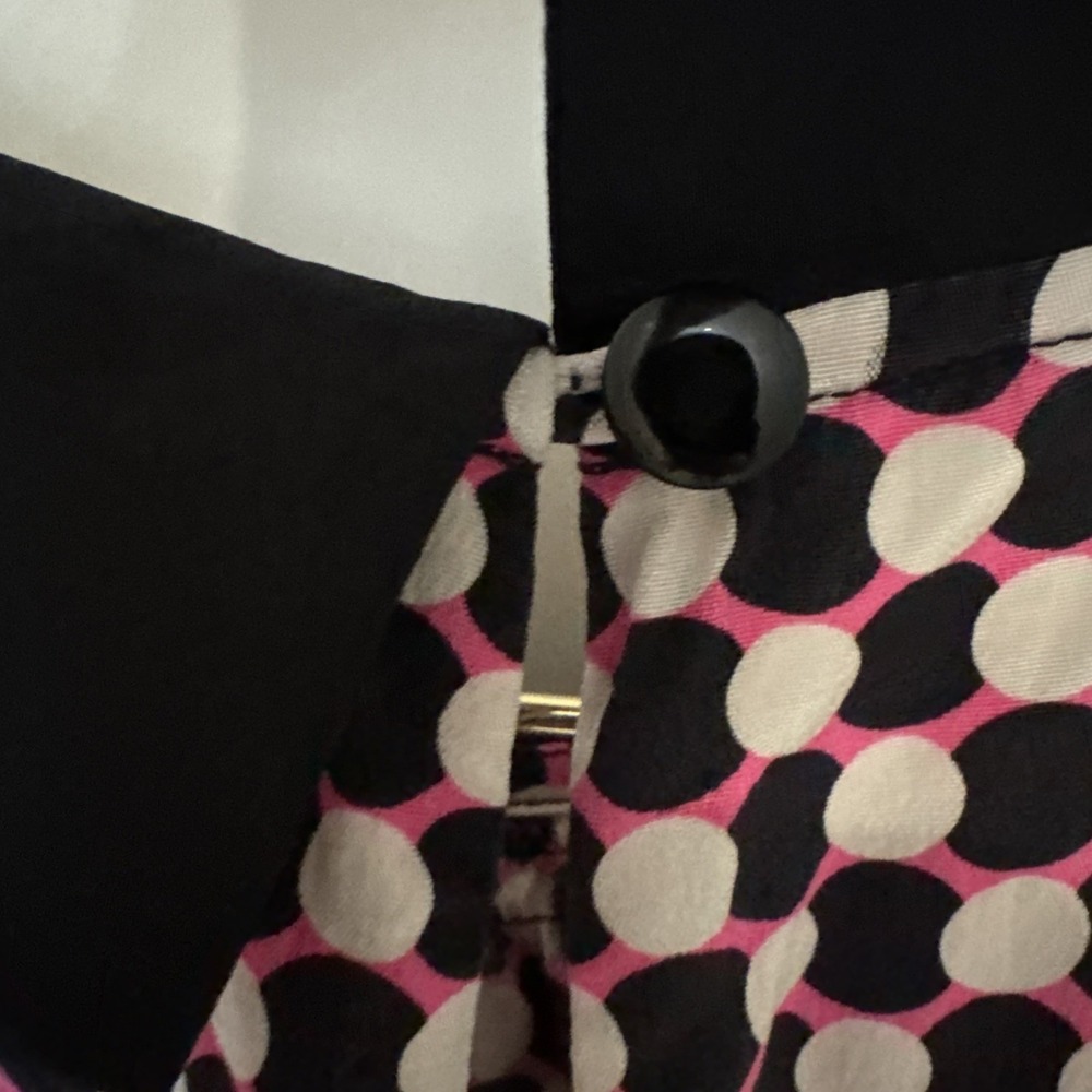 Kate Spade New York Geometric Dot Fit & Flare‎ Silk Dress 0 pink black white - Picture 5 of 16